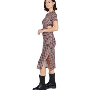 Volcom Geometric Pink and Black Midi Dress